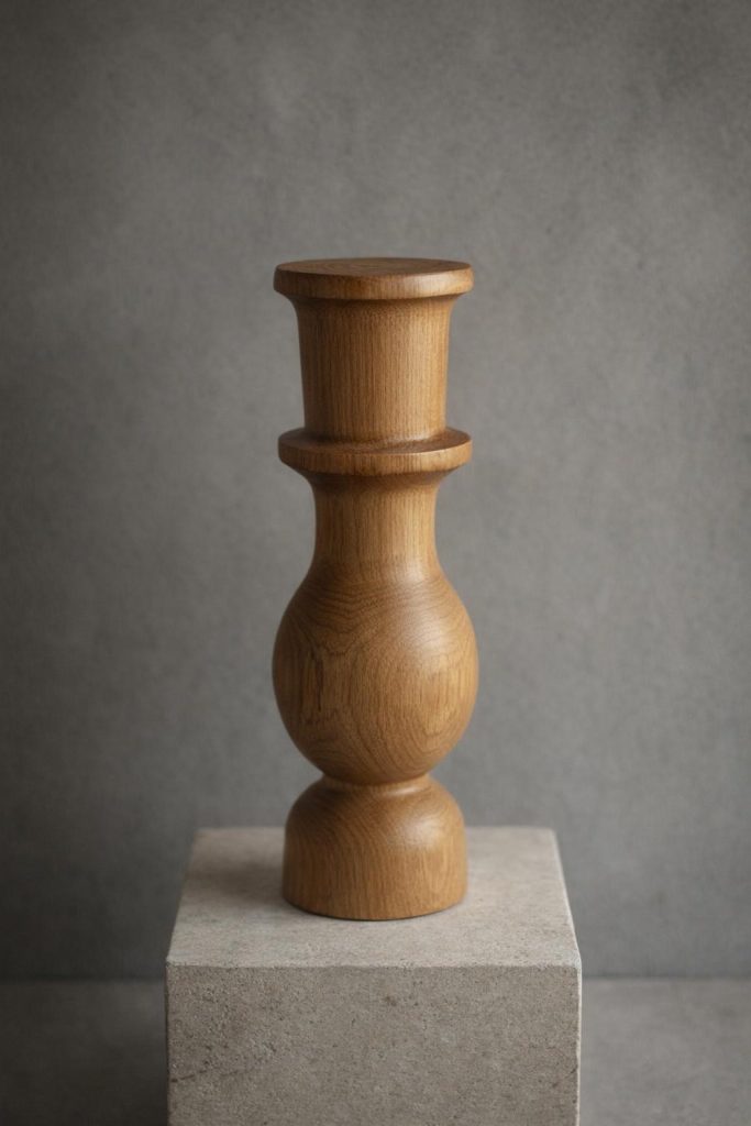 Tótem de roble · 50 × Ø 16,5 cm — vista frontal